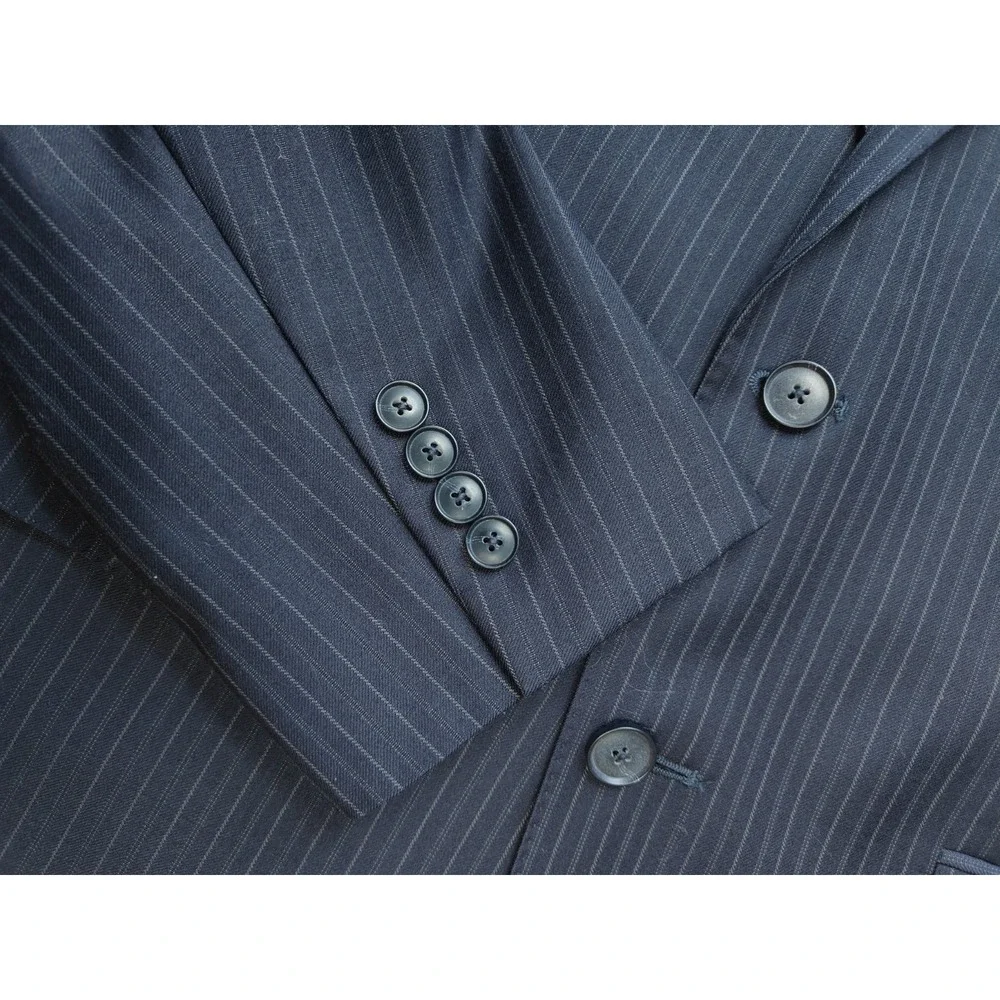 Jos A Bank Joseph Mens Stripe Slim Fit Sports Coat 41R Blue 2 Button Wool Jacket